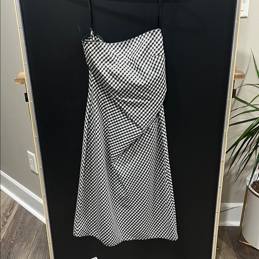 bebe Black and White Strapless Dress